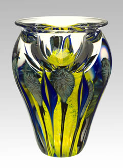 Colbalt Blue Fireflower Reflection Vase